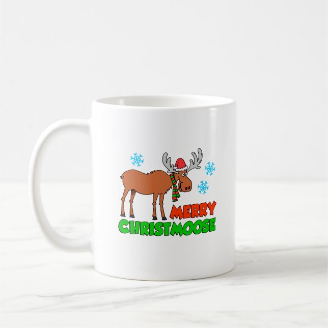 Merry Christmoose Cute Helgdag Pun Kaffemugg (Vänster)