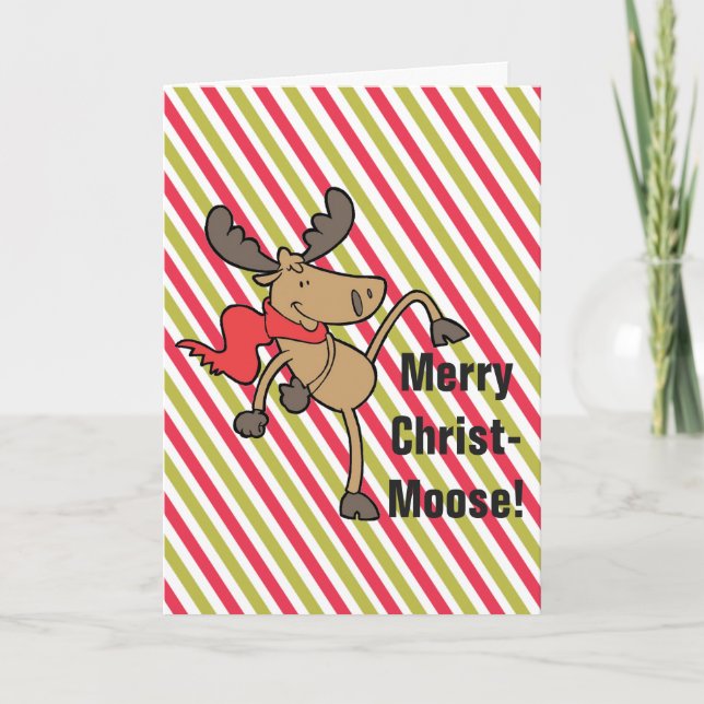 Merry Christmoose Cute Moose Jul Helgkort (Framsida)