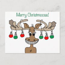 Merry Christmoose Festive Helgdag Postcard