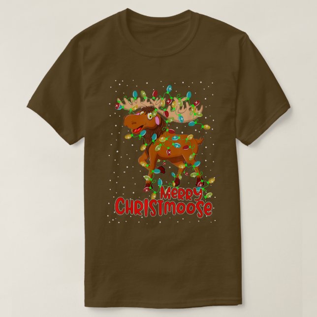 Merry Christmoose Funny jul Moose Julafton Träd T Shirt (Design framsida)