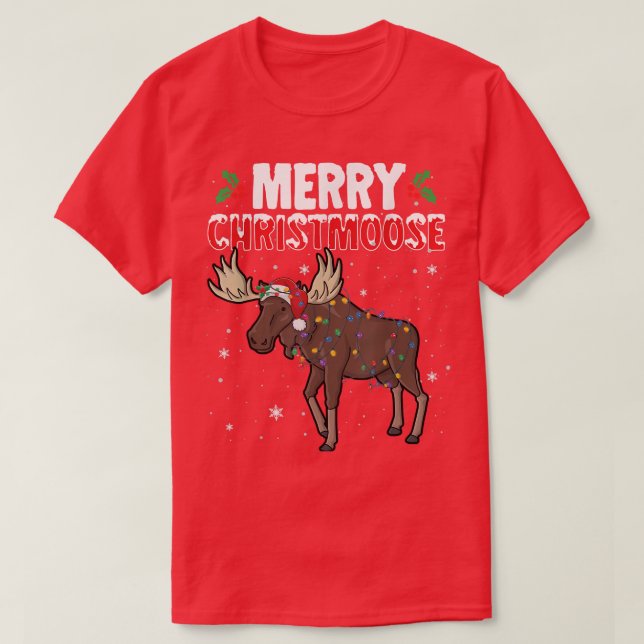 Merry Christmoose Funny jul Moose Santa Julafton T Shirt (Design framsida)