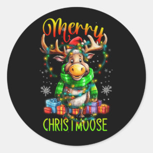 Merry Christmoose God jul Moose Julafton Träd Runt Klistermärke