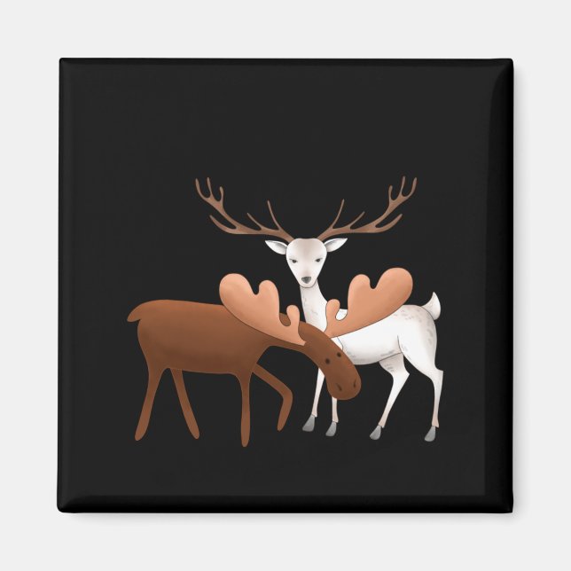 Merry Christmoose Happy New Deer T Shirt  Magnet (Framsidan)