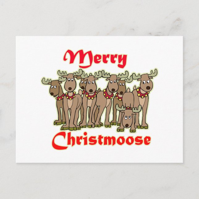 Merry Christmoose Helg Vykort (Framsida)
