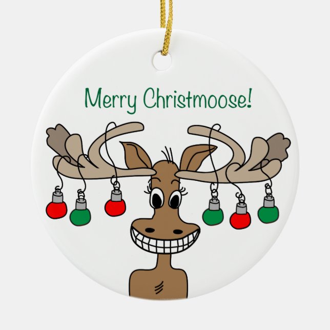 Merry Christmoose Helgdag Julgransprydnad Keramik (Framsidan)