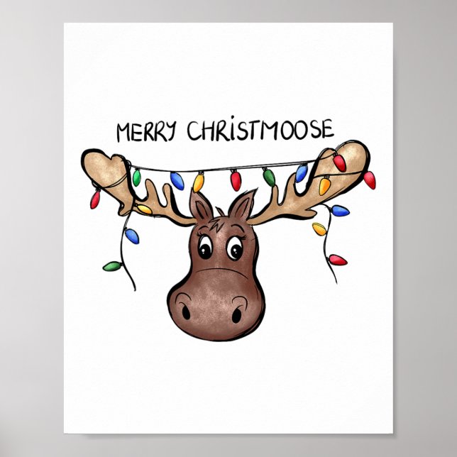 Merry Christmoose jul jul Moose Julafton Älskare H Poster (Framsidan)