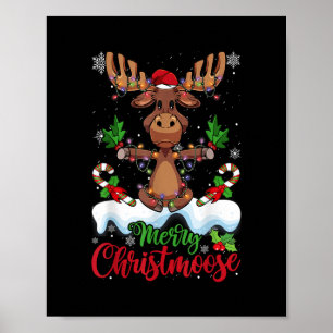 Merry Christmoose jul jul Moose Julafton Träd Ljus Poster
