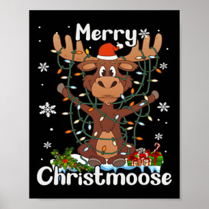 Merry Christmoose jul jul Moose Julafton Träd Ljus Poster