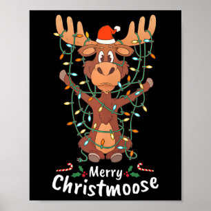 Merry Christmoose jul jul Moose Julafton Träd Ljus Poster