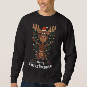 Merry Christmoose jul jul Moses Julafton Träd Ligh Lång Ärmad Tröja