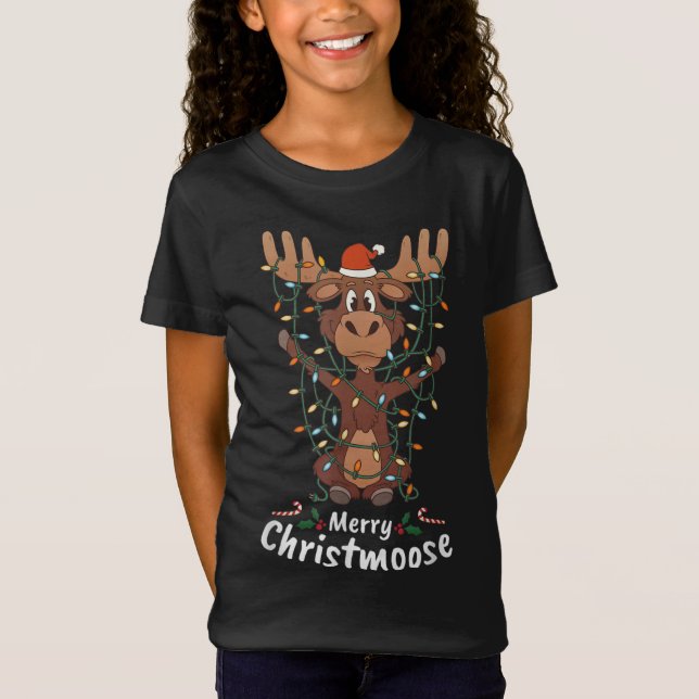 Merry Christmoose jul jul Moses Julafton Träd Ligh T Shirt (Framsida)