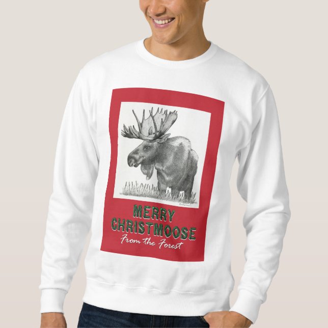 Merry Christmoose Lång Ärmad Tröja (Framsida)