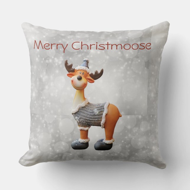 Merry Christmoose med hatt Kudde (Framsida)