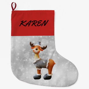 Merry Christmoose med hatt Stor Julstrumpa