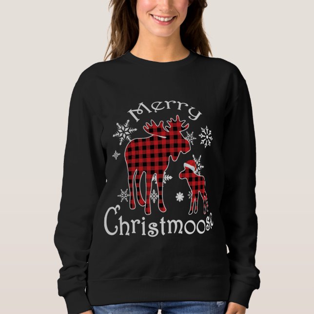 Merry Christmoose Moose Buffalo Red Play Christma T Shirt (Framsida)