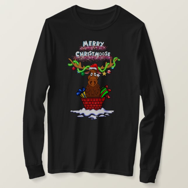 "Merry Christmoose" Santa Moose T-shirt (Design framsida)