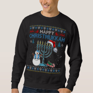 Merry Christmukah Jewish Hanukkah jul ugly Lång Ärmad Tröja