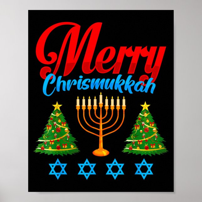 Merry Christmukkah Jewish Xmas Christmas Hanukkah  Poster (Framsidan)