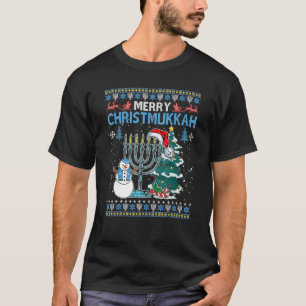 merry christmukkah menorah ugly hanukkah chanukah t shirt