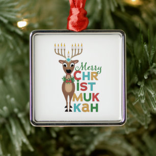 Merry Christmukkah Reindeer Julgransprydnad Metall