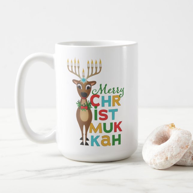Merry Christmukkah Reindeer Kaffemugg (Med munk)