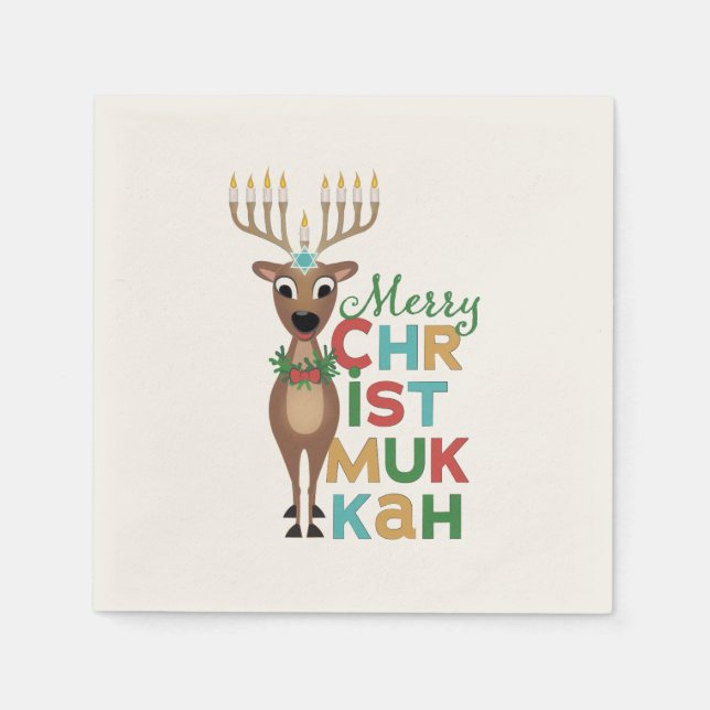 Merry Christmukkah Reindeer Pappersservett (Framsidan)