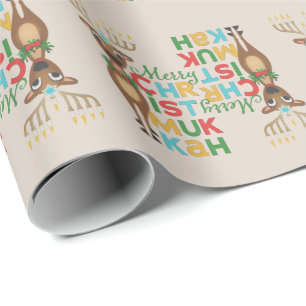 Merry Christmukkah Reindeer Presentpapper