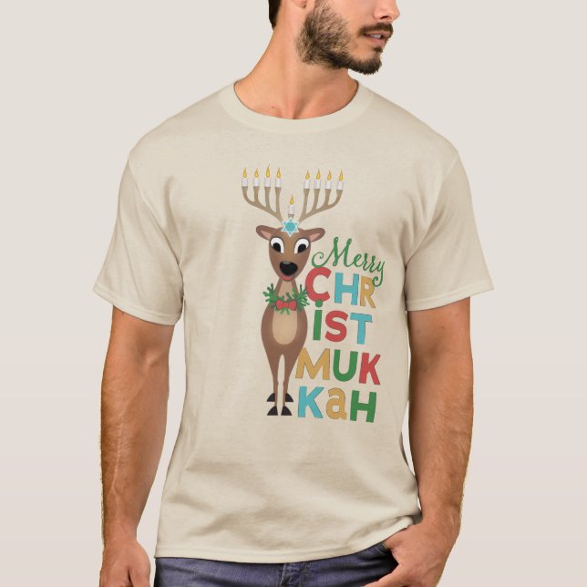 Merry Christmukkah Reindeer T Shirt (Framsida)