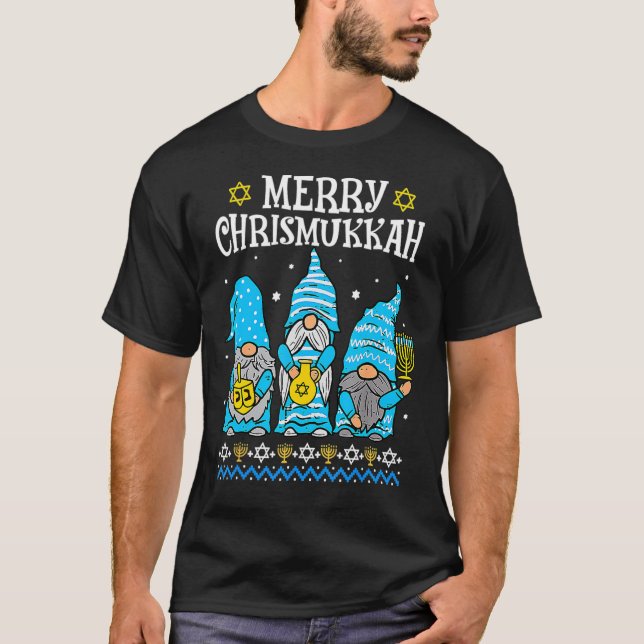 Merry Christmukkah With Gnome Christmas Hanukkah G T Shirt (Framsida)