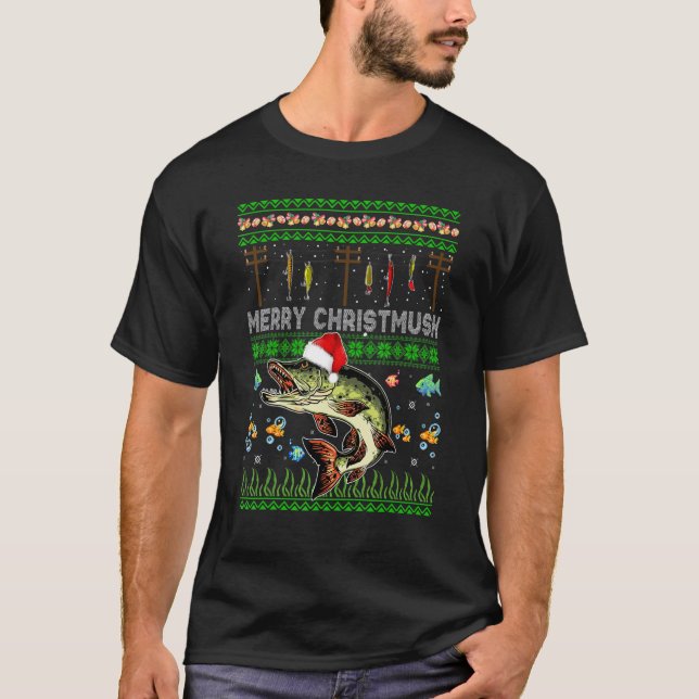 Merry Christmusk Musky Muskie Muskellunge Angler E T Shirt (Framsida)