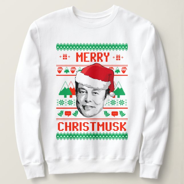 Merry Christmusk UGLY CHRISTMAS SWEATER T Shirt (Design framsida)