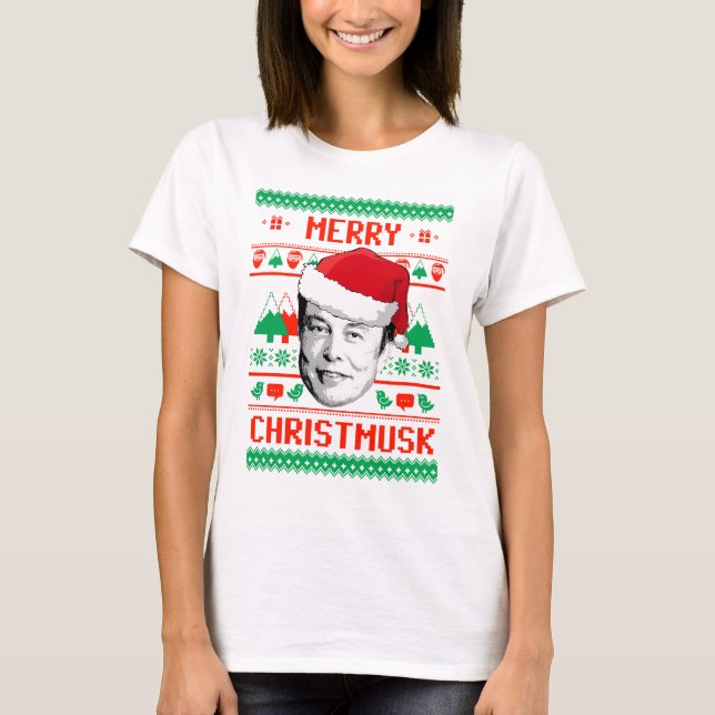 Merry Christmusk UGLY CHRISTMAS SWEATER T Shirt (Framsida)