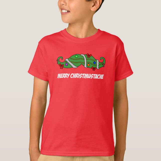 Merry Christmustache jul Pun T Shirt (Framsida)
