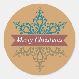 Merry Chritsmas Snowflake Helgdag Stickers Runt Klistermärke