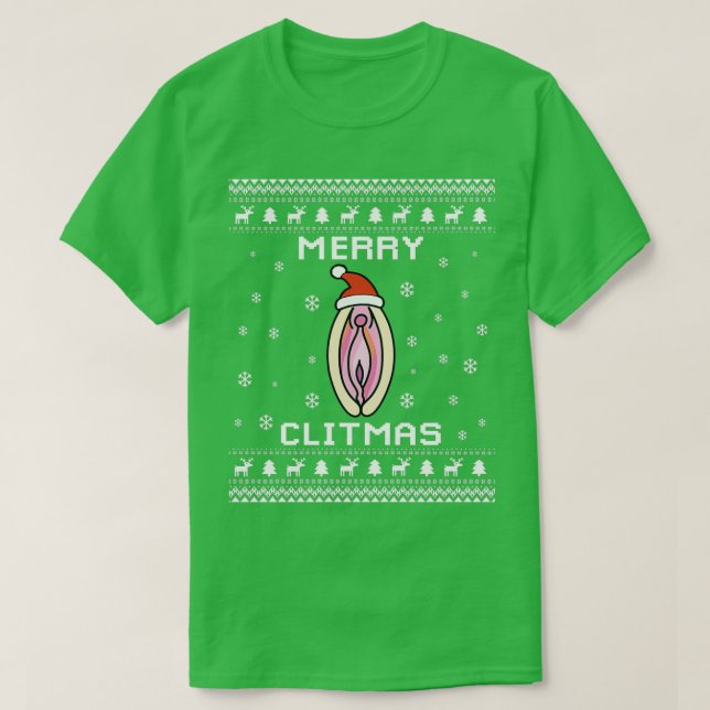 Merry Clitmas Naughty Ugly jul Sweater 2 T Shirt (Design framsida)