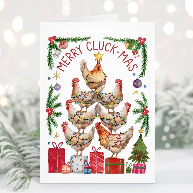 Merry Cluck-Mas Chicken Älskare-julkort Helgkort (Skapare uppladdad)