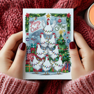 Merry Cluck-Mas Chickens julkort Helgkort