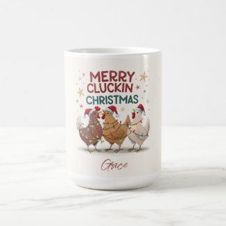 Merry Cluckin Christmas Chickens Personalized Kaffemugg