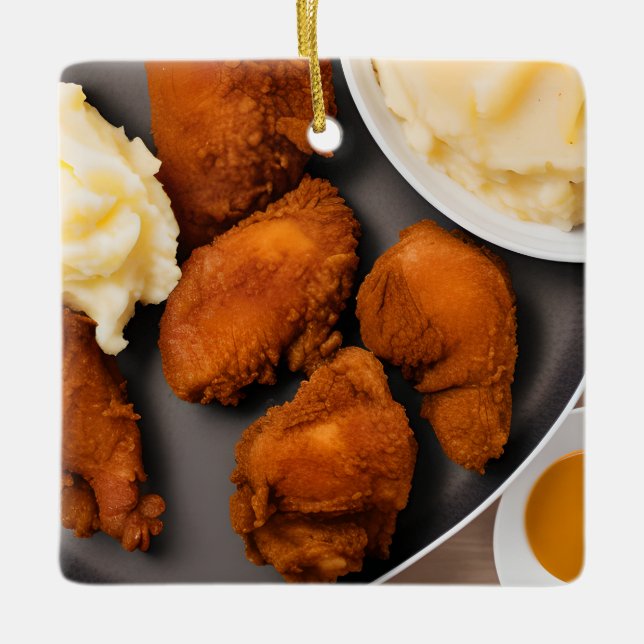 Merry Cluckin jul, Fried Chicken Julgransprydnad Keramik (Framsida)