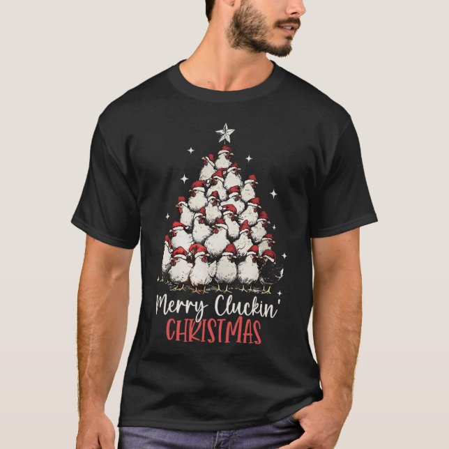 Merry Cluckin jultomten T Shirt (Framsida)