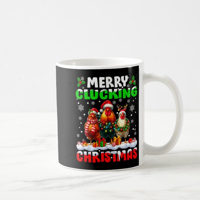 Merry Clucking Christmas Funny Chicken Santa Hat X Kaffemugg (Höger)