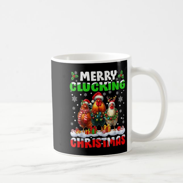 Merry Clucking Christmas Funny Chicken Santa Hat X Kaffemugg (Höger)