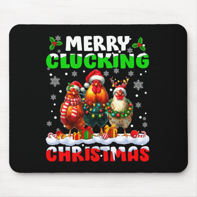 Merry Clucking Christmas Funny Chicken Santa Hat X Musmatta (Framsidan)