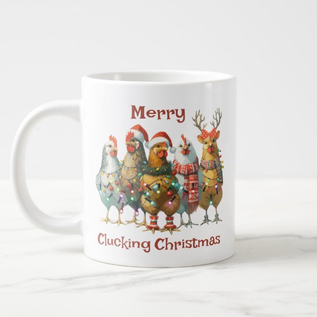 Merry Clucking jul Chicken Jumbo Mugg (Vänster)