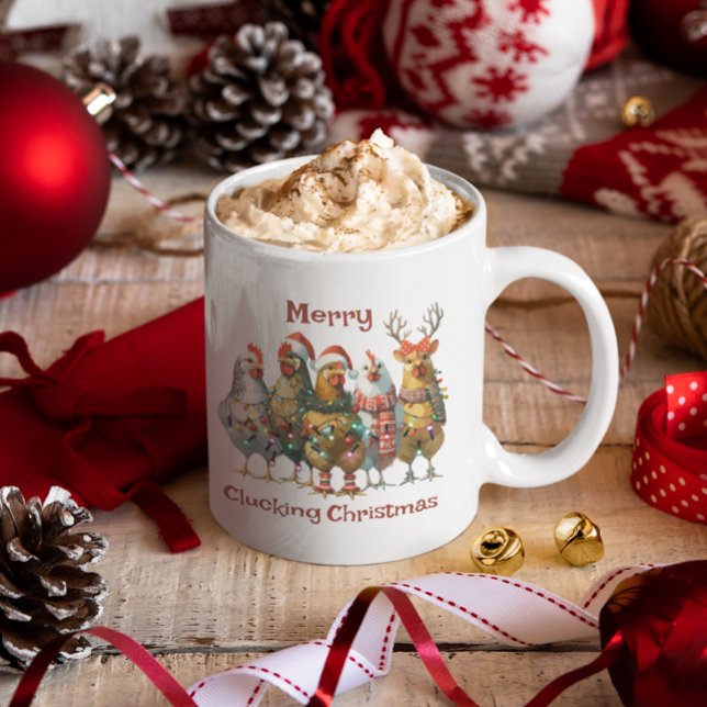Merry Clucking jul Chicken Kaffemugg (Skapare uppladdad)