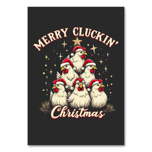 Merry Clucking jul Funy Chicken Tuppar Bordsnummer (Framsidan)