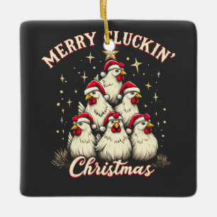 Merry Clucking jul Funy Chicken Tuppar Julgransprydnad Keramik
