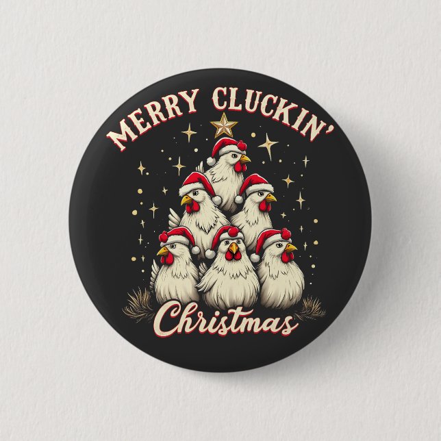 Merry Clucking jul Funy Chicken Tuppar Knapp (Framsida)