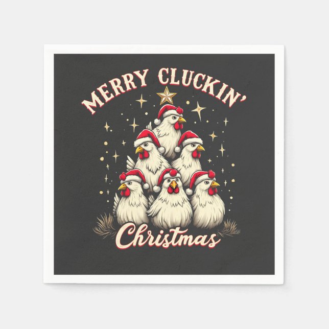 Merry Clucking jul Funy Chicken Tuppar Pappersservett (Framsidan)