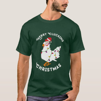 Merry Clucking jul Kväll Pajama Funny Chicken T Shirt